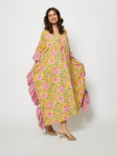YELLOW FRILL CAFTAN