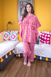 PINK PINEAPPLE DELIGHT KAFTAN SET