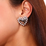 PEARL HEART STUD EARRINGS