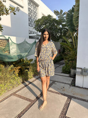 AZURE LEOPARD 3 PIECE PAJAMA SET