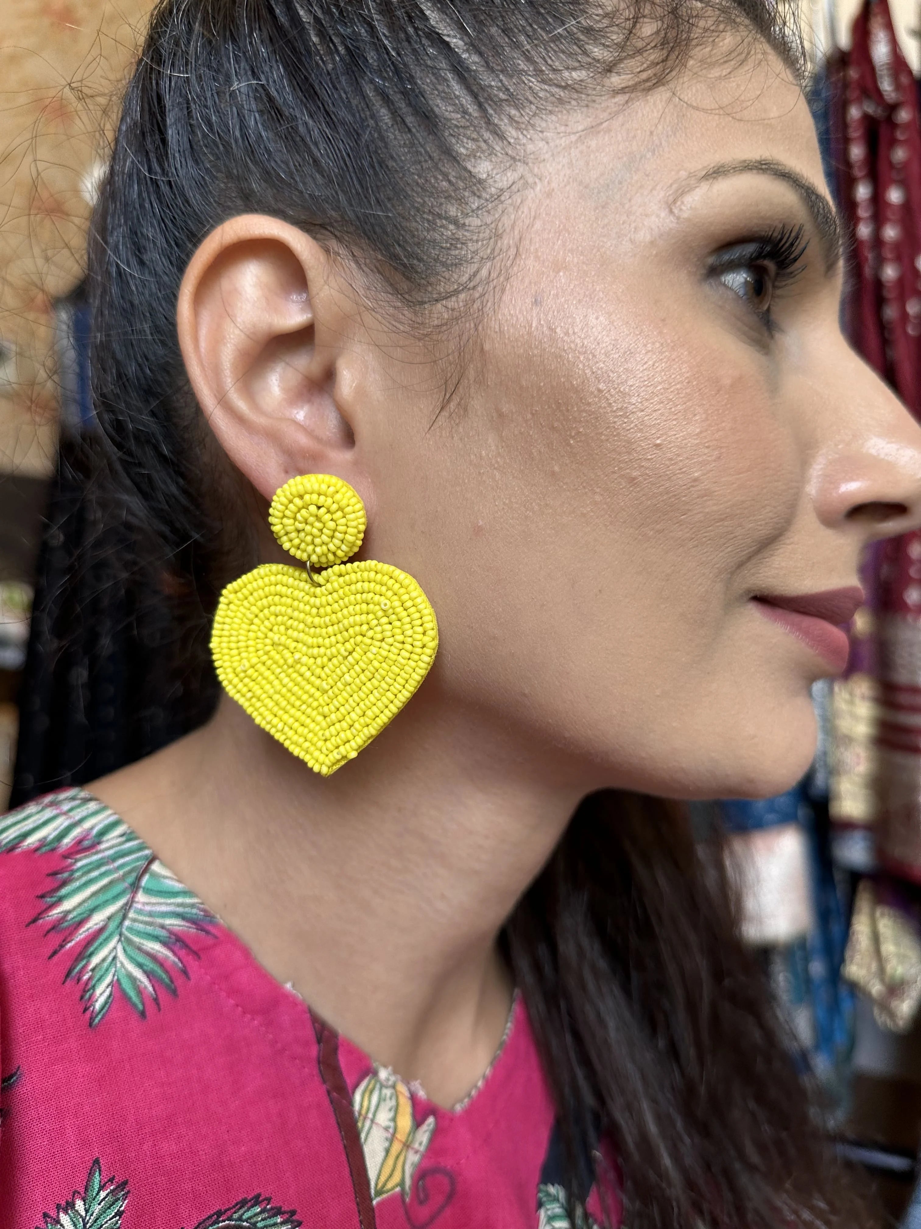 YELLOW HEART EARRINGS