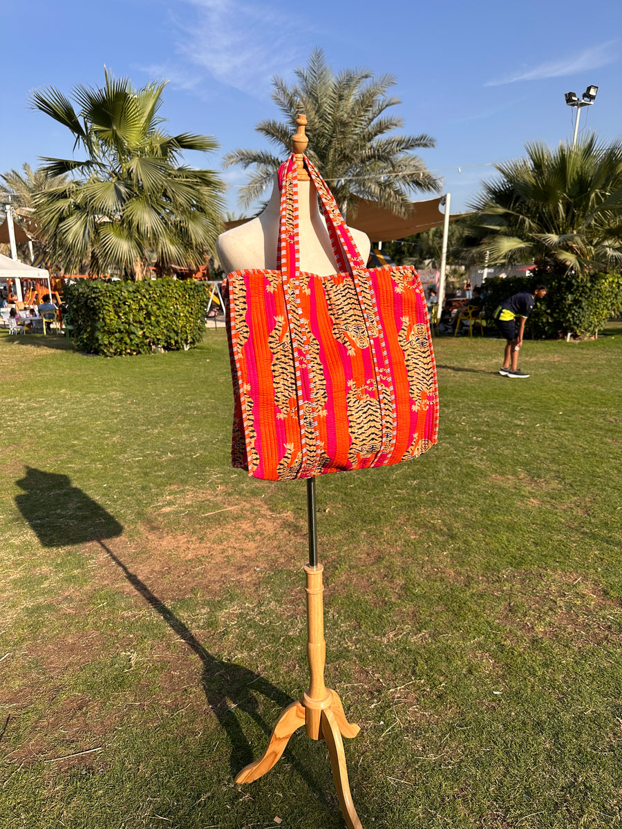 TIGER QUILTED TOTE BAG