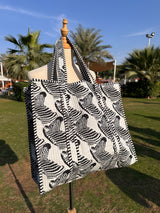 ZEBRA QUILTED TOTE BAG